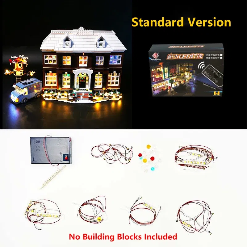 Color: Wood - LED Lighting Kit Compatible with 21330 Home Alone House Building Blocks Model Remote Control Lamp Accessories (Lights Only)