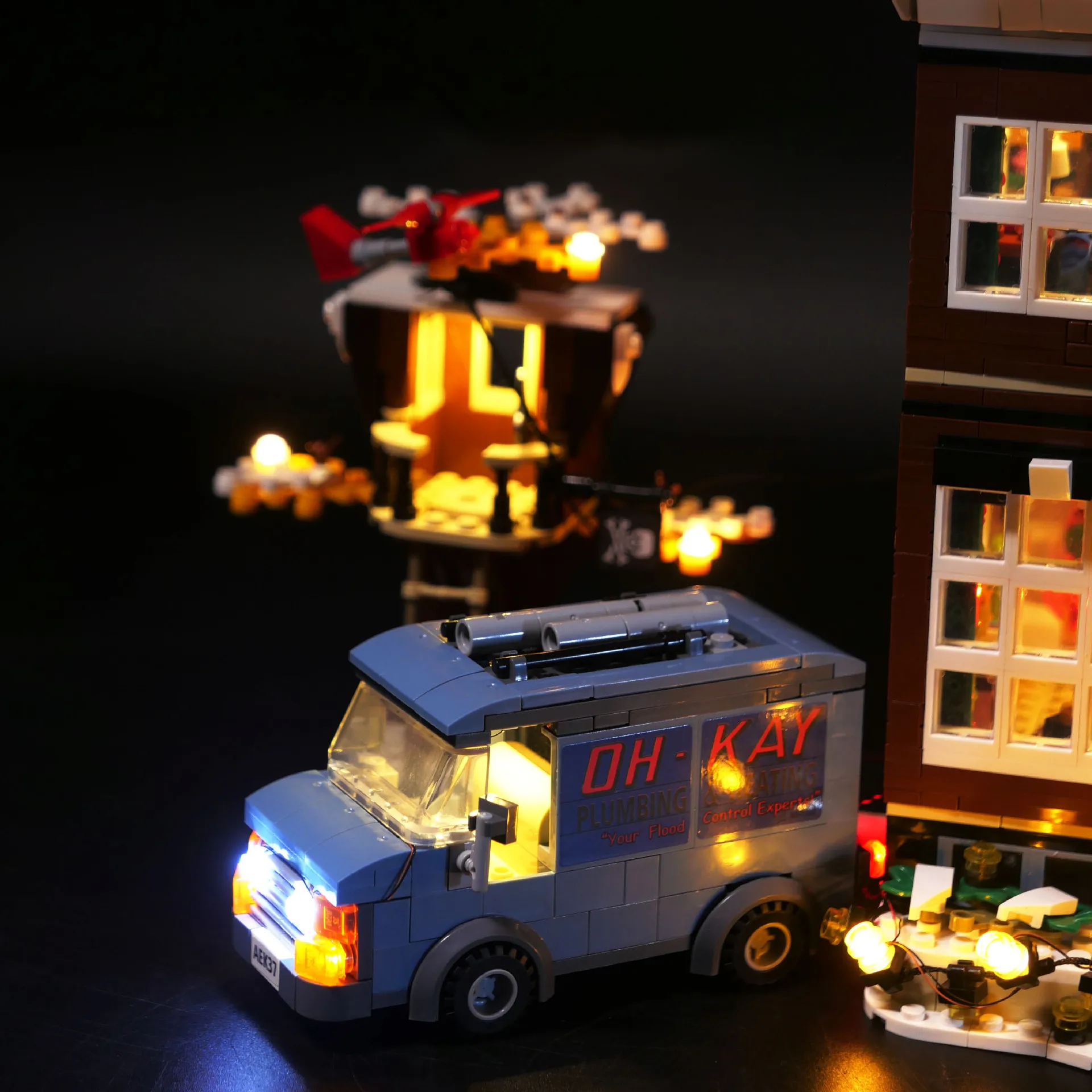 Color: Wood - LED Lighting Kit Compatible with 21330 Home Alone House Building Blocks Model Remote Control Lamp Accessories (Lights Only)