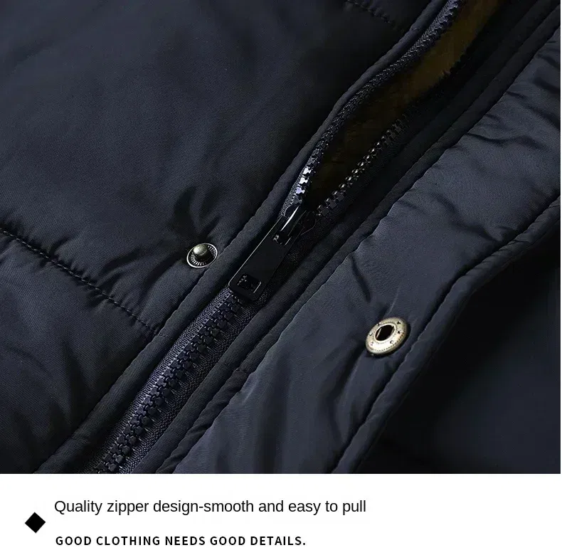 Color: black, Size: 5XL - 2024 New Men Winter Autumn Work Outwearing Parka Black Fleece Lined Thick Warm Hooded Fur Collar Coat Male Size 5XL Plush Jacket