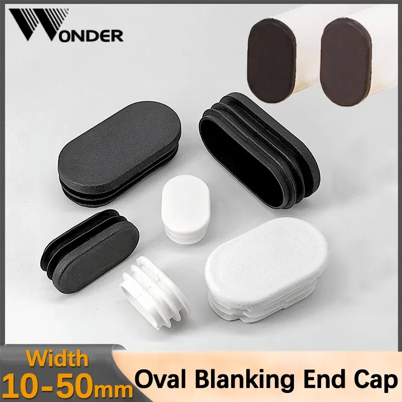 Color: Linen, Size: 5mm - Oval Plastic Tubes End Caps Bung Oblong Blanking Plug Pipe Inserts Table Feet Chair Dust Cover Furniture Accessories Black White
