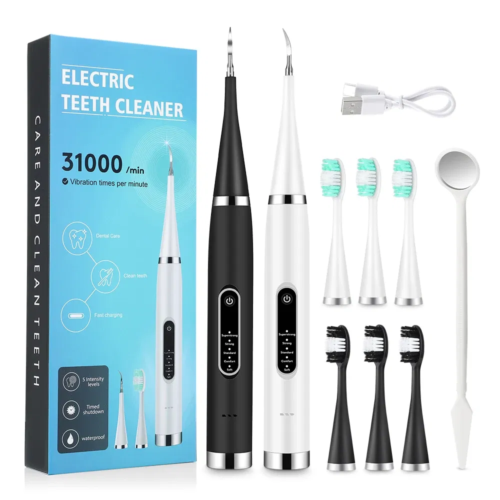 Color: Yellow - Electric Teeth Cleaner Dental Scaler Waterproof Oral Care Plaque Spatula Removes Tartar Dental Scraper Dental Instrument