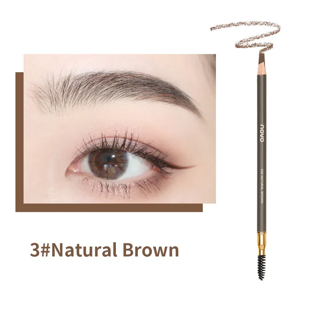 Color: Chocolate - Waterproof Eyebrow Pen with Brush 7 Colors Natural Lasting Non-caking Eyebrow Pencil Outlining Wild Brow Korean Makeup Cosmetics