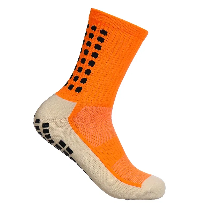 Color: Orange - Anti-slip Soccer Women Men Outdoor Sport Grip Football Yoga Socks