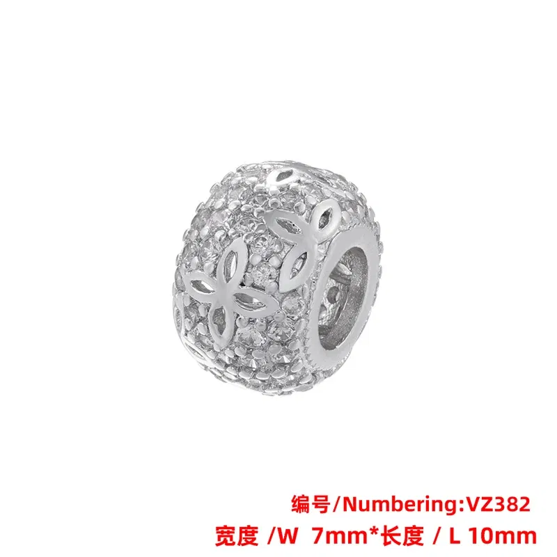 Color: Blue - ZHUKOU Brass flowers beads for jewelry making Cubic zirconia diy handmade Bracelets jewelry making beads Jewelry materials VZ380