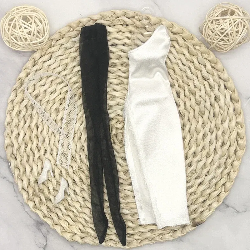 Color: WHITE - 32cm Supermodel Doll Clothes Suit European Fashion Trendy Little White Skirt Exquisite Accessories Set DIY Toy Collector Gifts