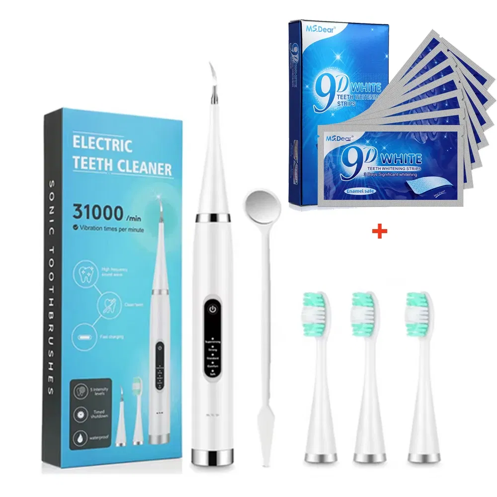 Color: Blue - Electric Teeth Cleaner Dental Scaling Tooth Whitening and Cleaning Device IPX6 Waterproof Stains Remover Oral Care USB Charging