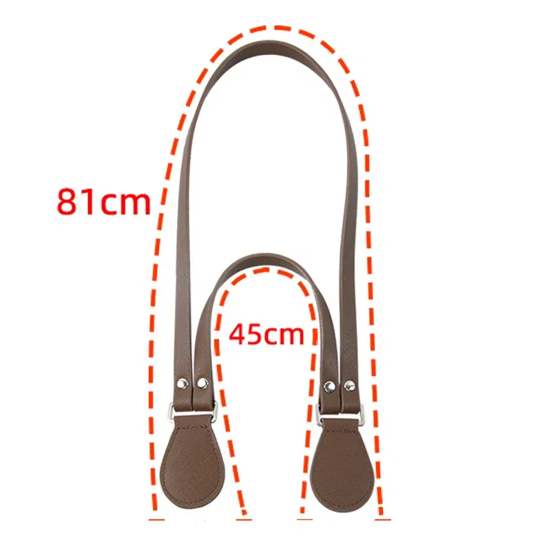 Color: Light Grey - New Long Short Leather Handheld Single Shoulder One-Piece Straps Handles O Bag Accessories Multifunctional Strap for Obag