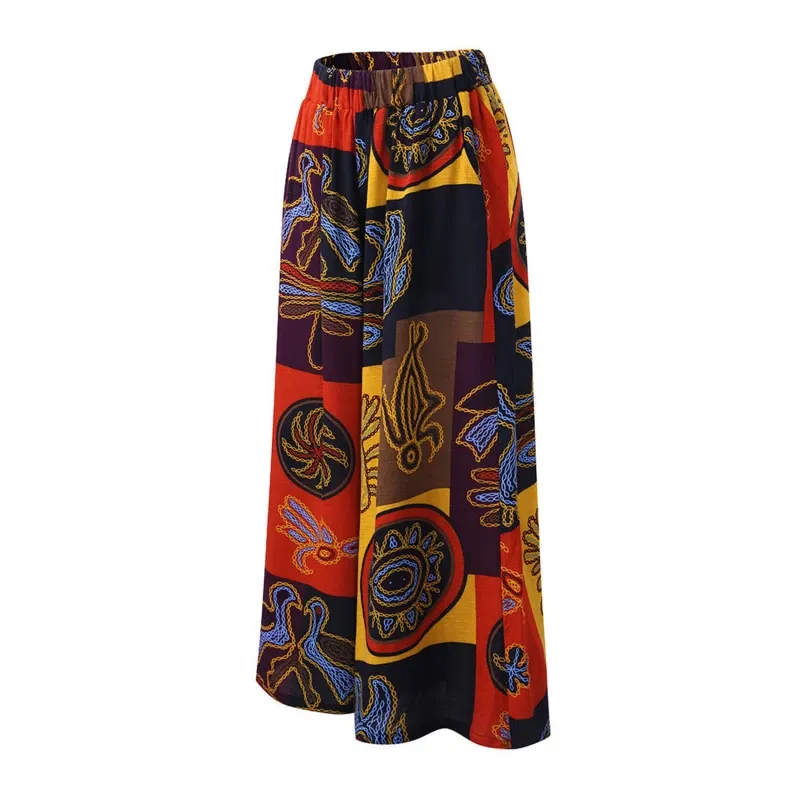 Color: Red, Size: XXL - Ethnic Style Wide Leg Trousers Women Yoga Harem Pants Gypsy Hippie Thai Boho Court Pants Ruched Waist Aladdin Women's Pants