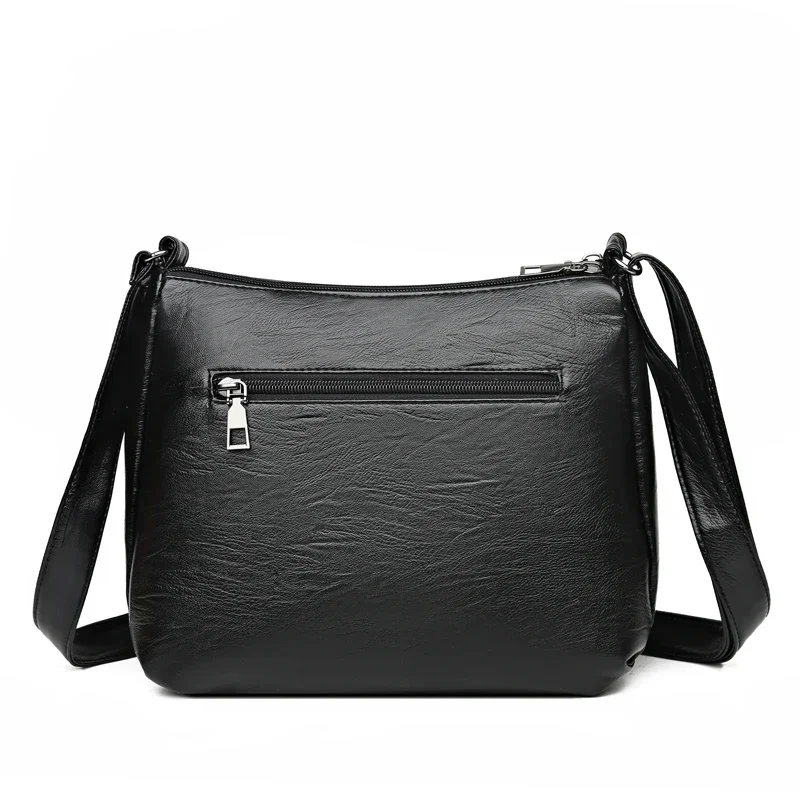 Color: Red - Elegant Leather One Shoulder Handbag Shopping Bag 2024 New Women's Fashion Handbag Sheepskin grain Beautiful Lady Crossbody Bag