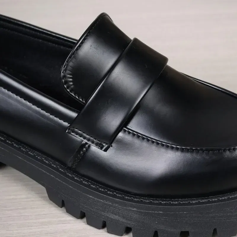 Color: black, Shoe Size: 39 - British Style Platform Loafers Women 2025 Plus Size Round Toe Single Shoes Woman Thick Bottom Pu Leather Shoes Mujer