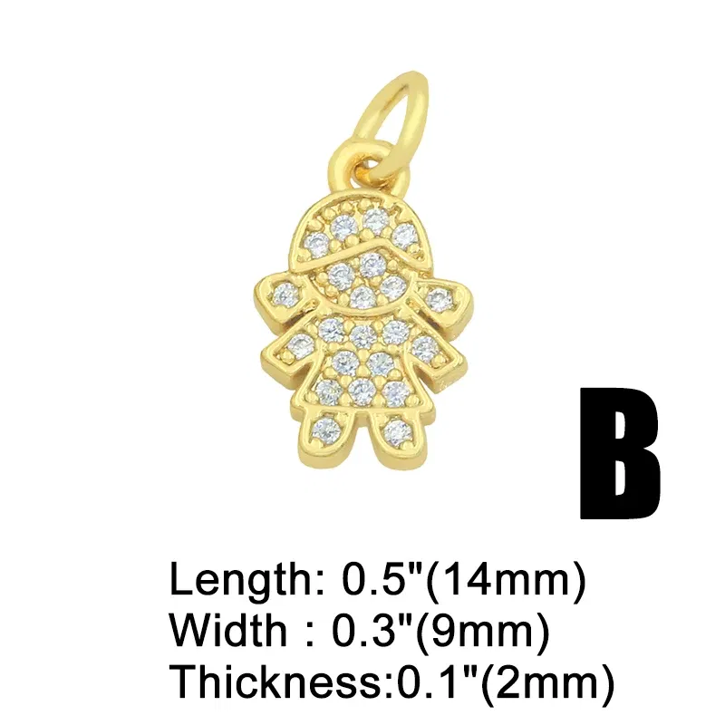 Metal color: Platinum Plated - OCESRIO Gold Plated CZ Small Boy and Girl Charms for Necklaces Copper DIY Handmade Pendants for Earrings Wholesale chma091