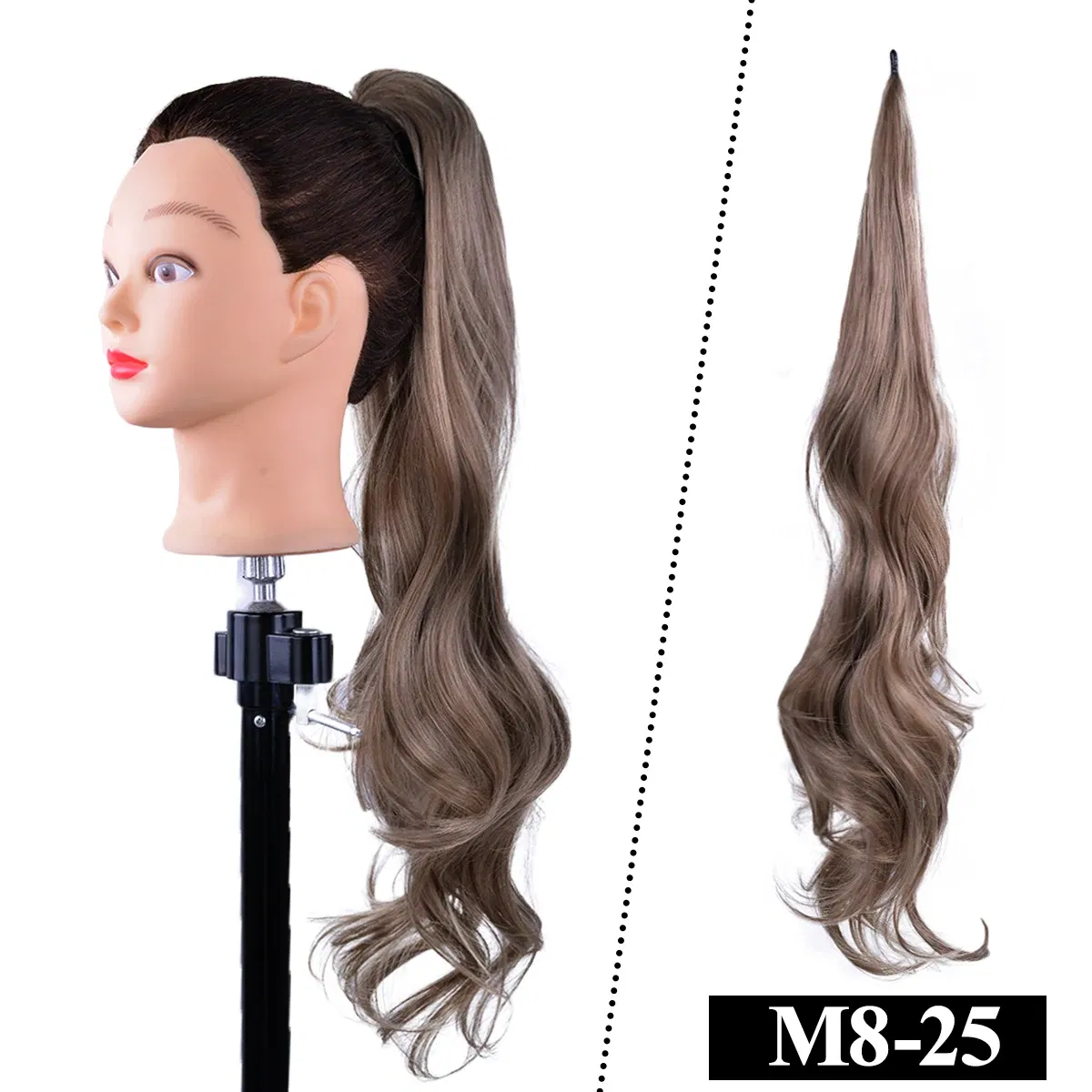 Color: Blue - LINWAN Synthetic Long Straight Wrap Around Clip In Ponytail Hair Extension Heat Reistan Pony Tail Fake Hair