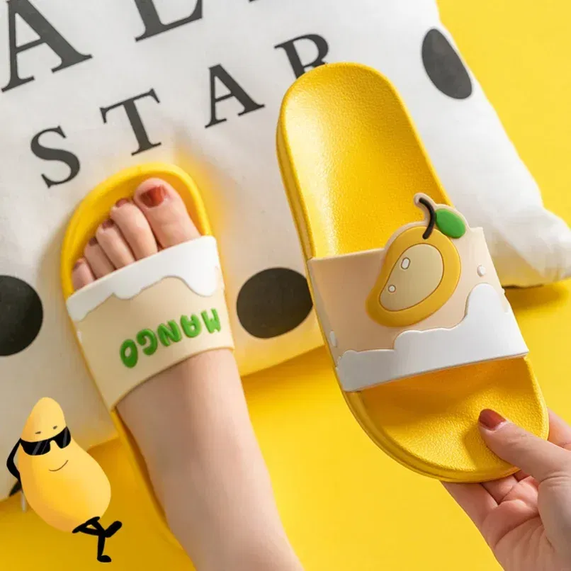 Color: Brown, Shoe Size: 5.5 - New Shoes for Women PVC Slippers Fashions Cartoon Fruit Sandals Flip Flops Summer Casual Beach Home Bath Thick Non-Slip Slippe