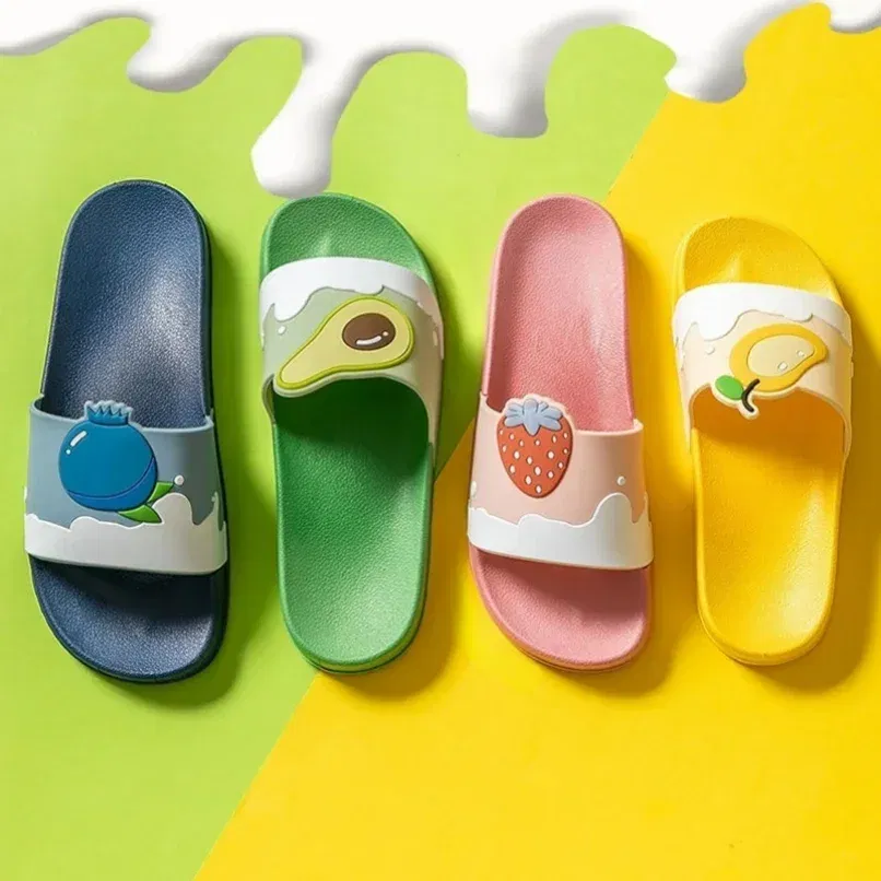 Color: Brown, Shoe Size: 5.5 - New Shoes for Women PVC Slippers Fashions Cartoon Fruit Sandals Flip Flops Summer Casual Beach Home Bath Thick Non-Slip Slippe