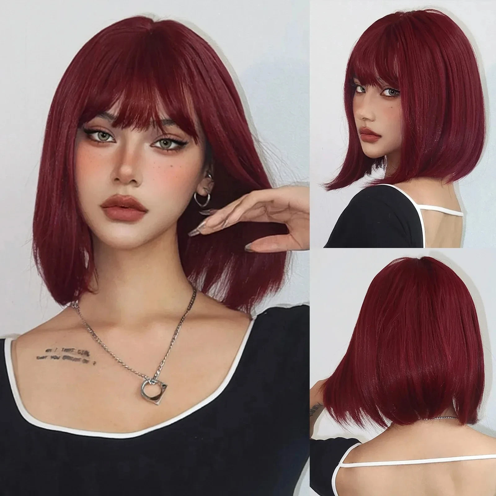Color: #33, Stretched Length: 12inches - New light gold bob hairstyle synthetic wig for Halloween party cosplay wig for daily use high-temperature hair accessory