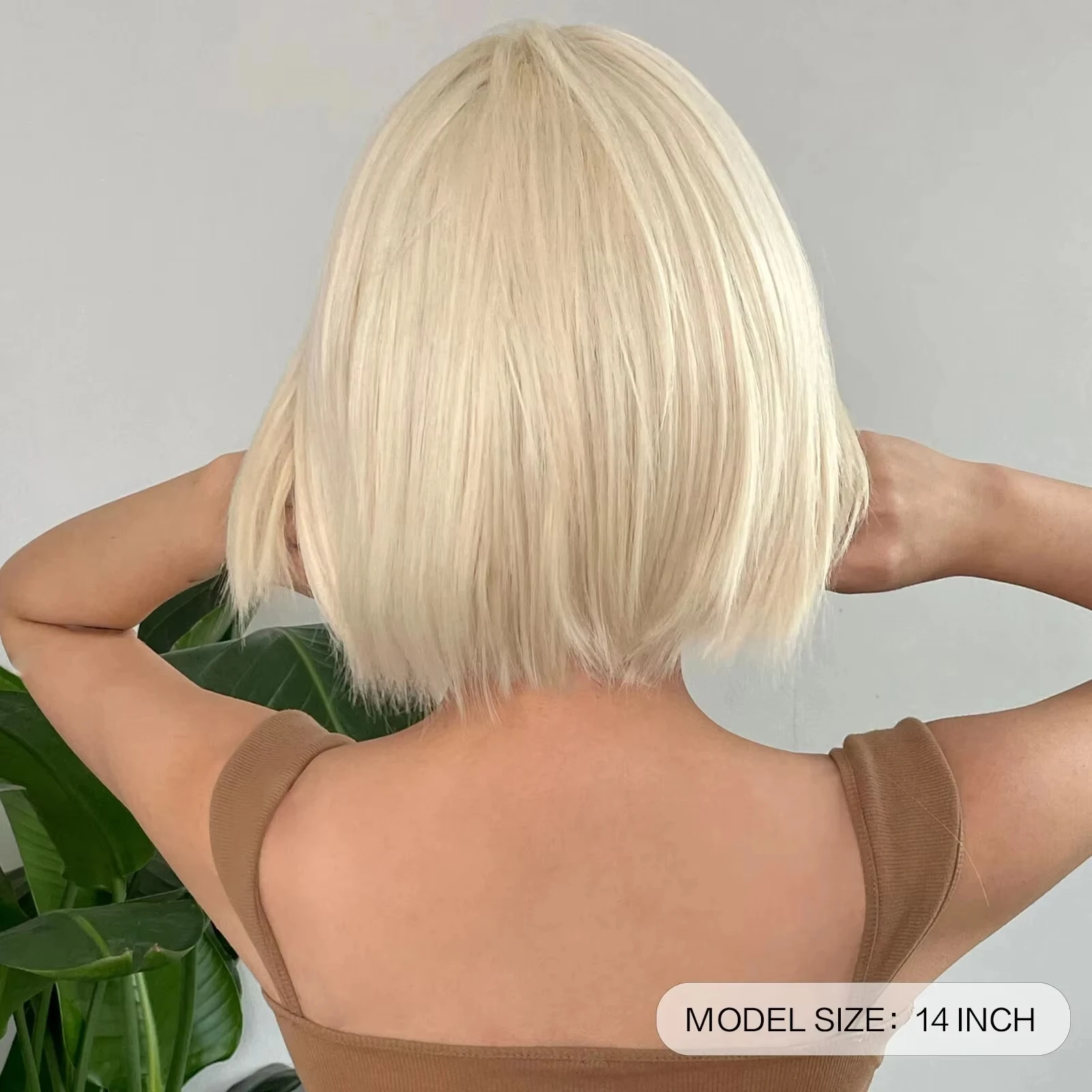 Color: #33, Stretched Length: 12inches - New light gold bob hairstyle synthetic wig for Halloween party cosplay wig for daily use high-temperature hair accessory