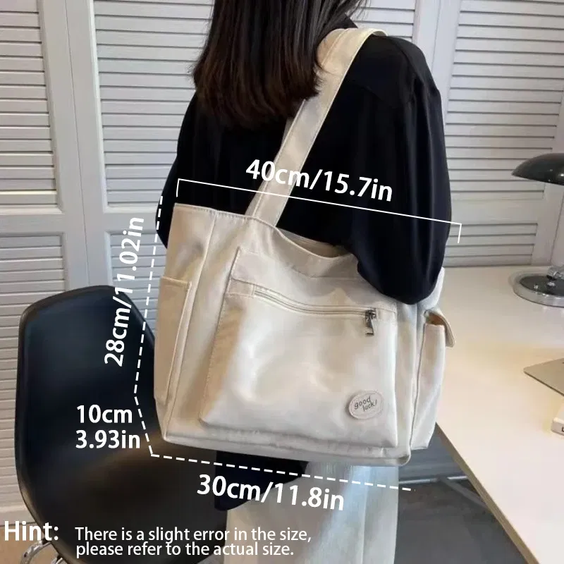 Color: green - Women's Fashion Shoulder Bag Class Large Capacity Student Tote Bag New Canvas Commuter Handbag Carrying Bags cabas eco bag
