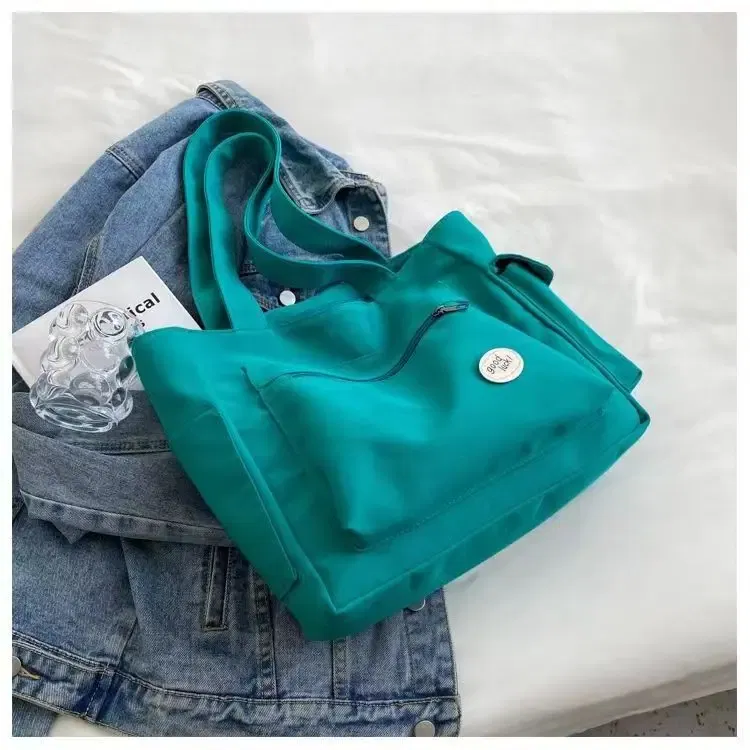 Color: green - Women's Fashion Shoulder Bag Class Large Capacity Student Tote Bag New Canvas Commuter Handbag Carrying Bags cabas eco bag