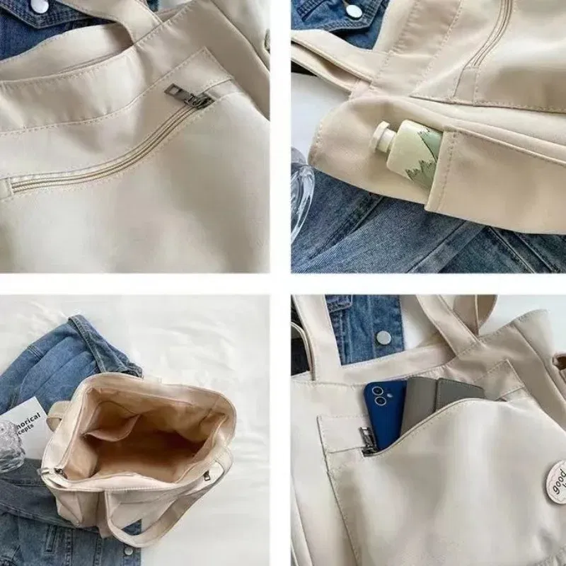 Color: green - Women's Fashion Shoulder Bag Class Large Capacity Student Tote Bag New Canvas Commuter Handbag Carrying Bags cabas eco bag