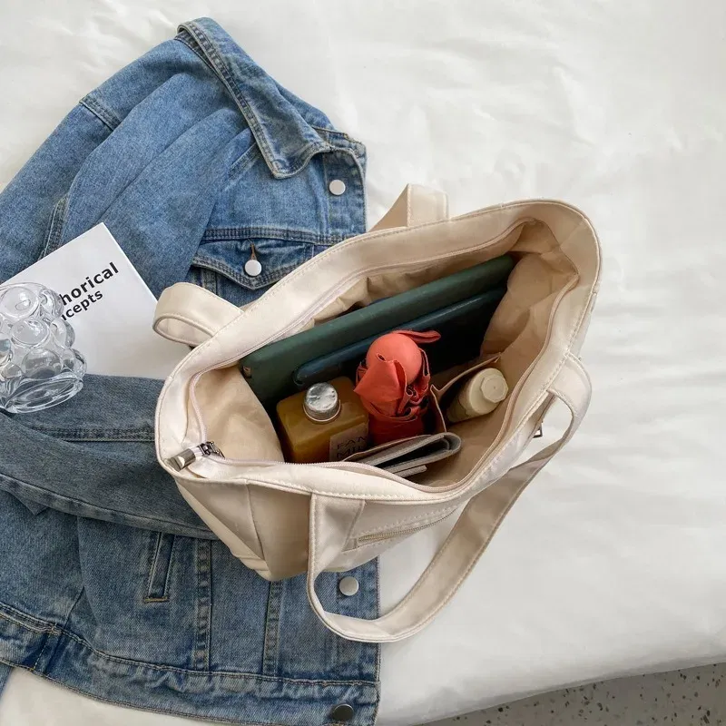 Color: green - Women's Fashion Shoulder Bag Class Large Capacity Student Tote Bag New Canvas Commuter Handbag Carrying Bags cabas eco bag