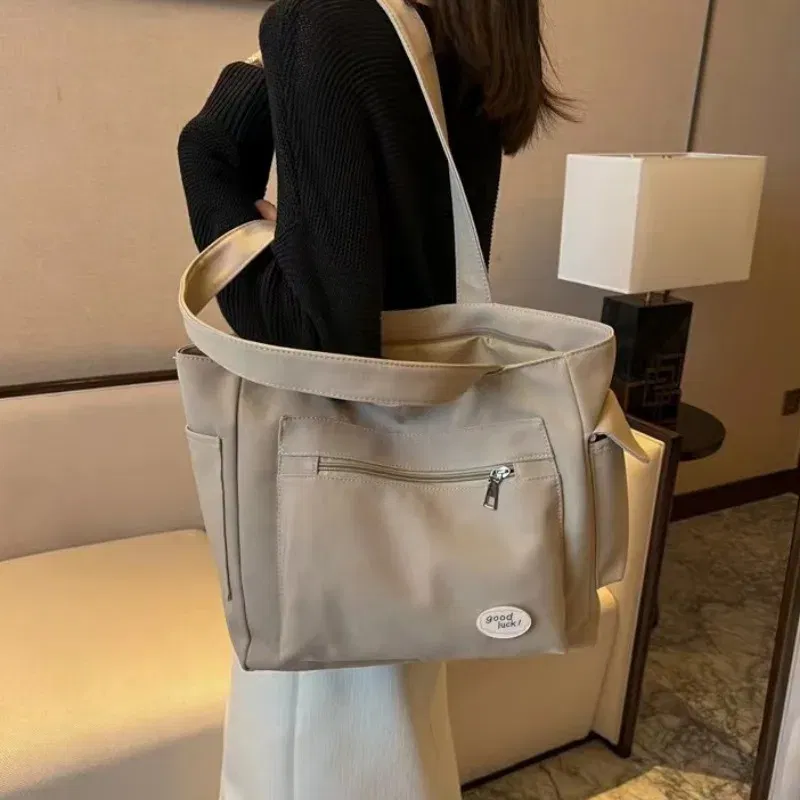 Color: green - Women's Fashion Shoulder Bag Class Large Capacity Student Tote Bag New Canvas Commuter Handbag Carrying Bags cabas eco bag