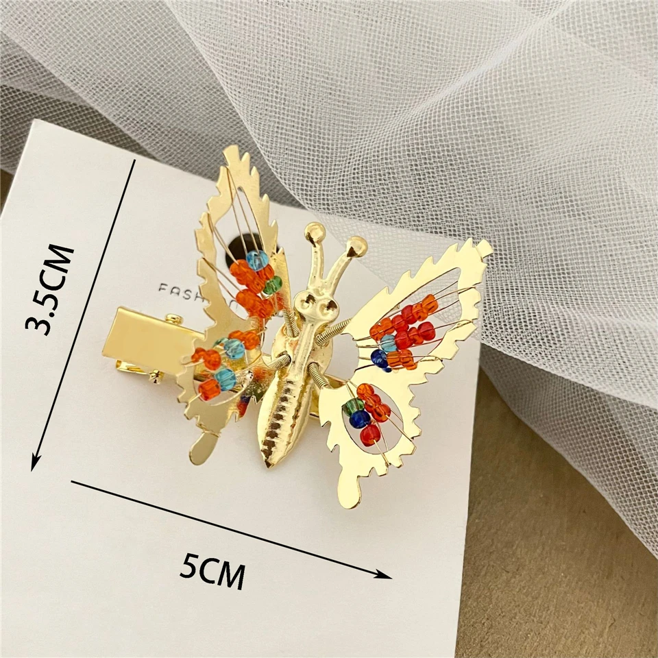 Color: GRAY - New Metal Gold Hollow Butterfly Hairpins For Women Girls Handmade Hair Ornament Clip Barrette Headband Fashion Hair Accessories
