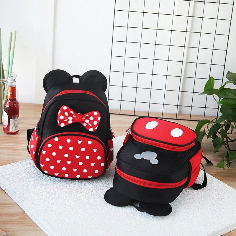 Color: black - 2024 Disney Mickey&Minnie Children Schoolbag Kids Backpack Kindergarten School Bags Baby Girls Boys Backpacks