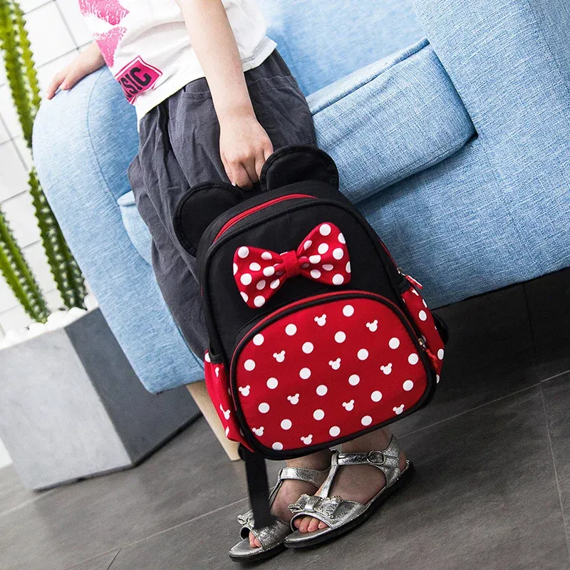 Color: black - 2024 Disney Mickey&Minnie Children Schoolbag Kids Backpack Kindergarten School Bags Baby Girls Boys Backpacks