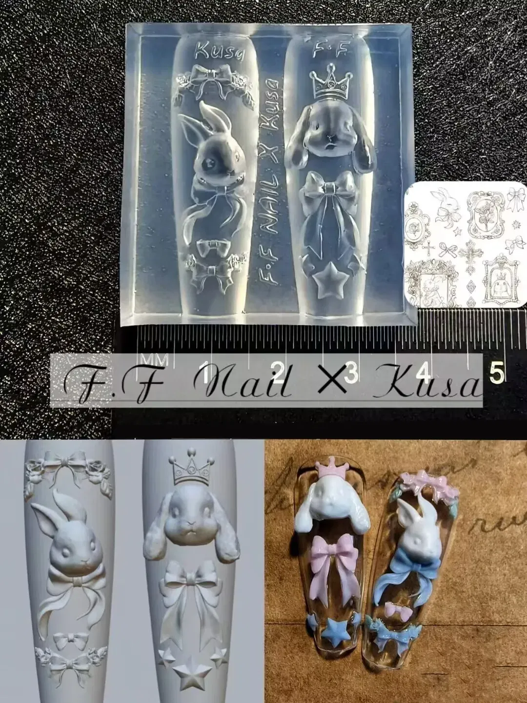 Color: Tomato - 1pc Snake Flamingo Jellyfish Dragon Dtream 3D Acrylic Mold Nail Art DIY Silicone Nail Art Templates Nails Mold