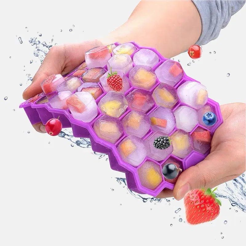 Color: Pink, Size: S - 4/2/1PCS Silicone Ice Cube Mold 148 Cube Large-capacity Ice Trays Food Grade Ice Maker BPA Free Reusable Ice Maker with Lids
