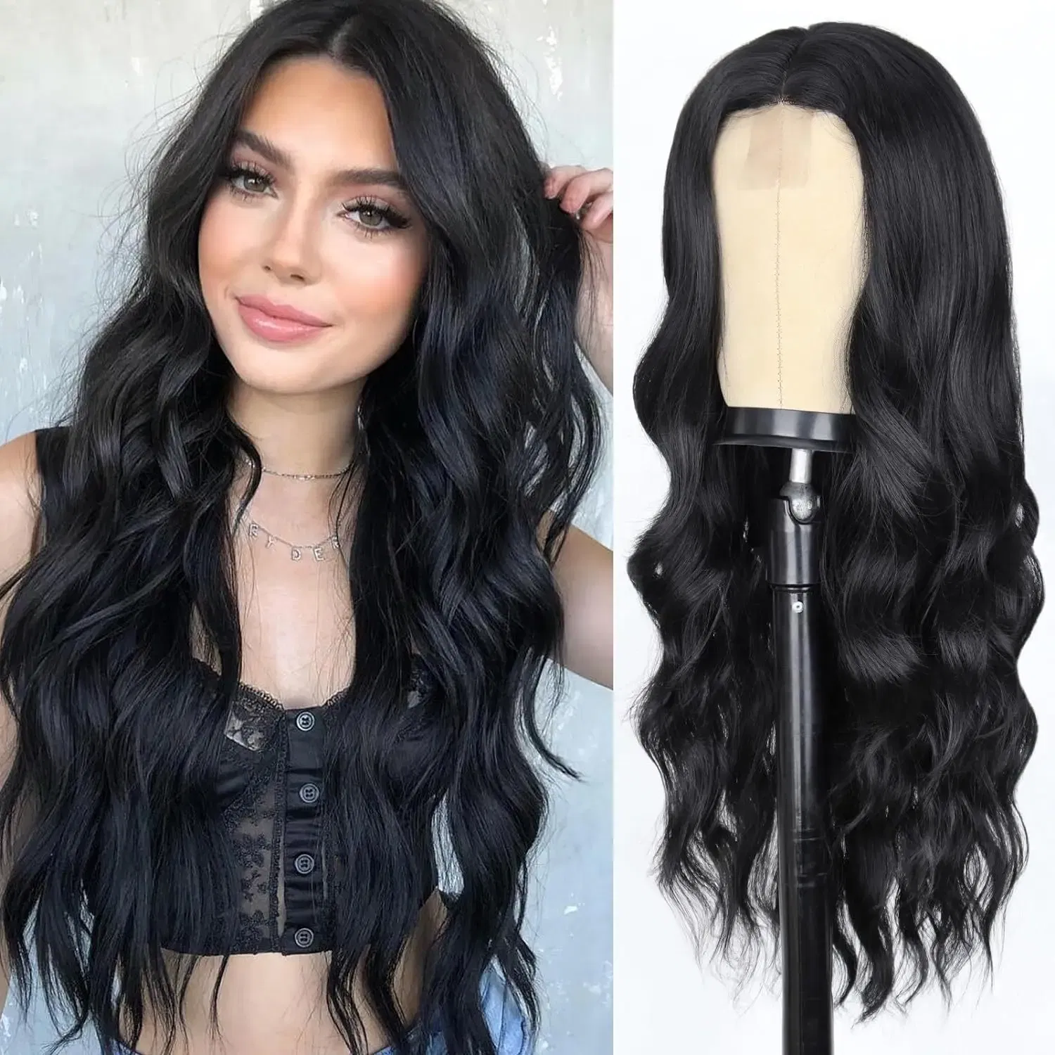 Color: T1B/PURPLE - Orange synthetic wig with big waves for party, Halloween cosplay, daily use wig, high-temperature hair accessory