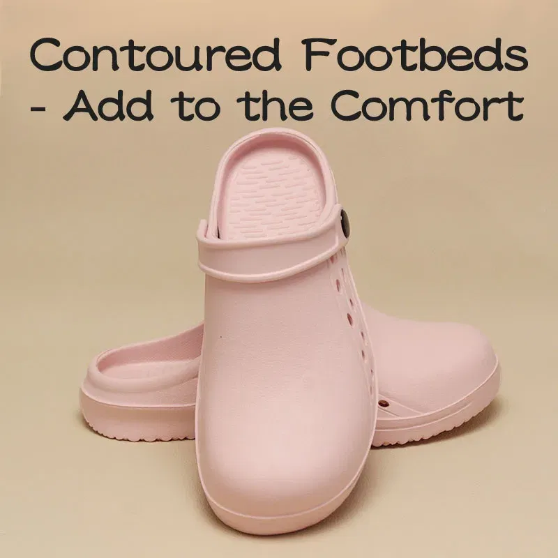 Color: Pink, Shoe Size: 33.5 - High Quality Scrub Shoes Non-slip Dentist Nursing Clogs Healthcare Service Work Slippers Soft Operating Room Protective Clogs