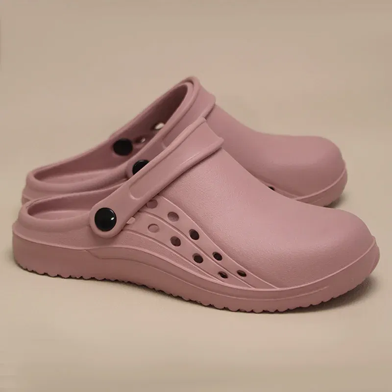 Color: Pink, Shoe Size: 33.5 - High Quality Scrub Shoes Non-slip Dentist Nursing Clogs Healthcare Service Work Slippers Soft Operating Room Protective Clogs