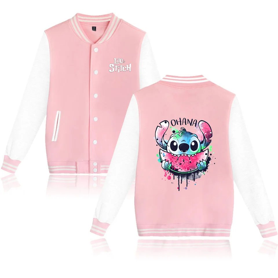 Color: Dark Grey, Size: 6XL - Lilo Stitch Baseball Jacket Men Women Hip Hop Harajuku Jackets Streetwear Kids Boys Girls Loose College Coats