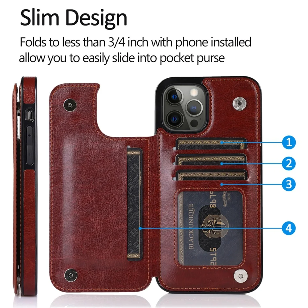 Material: Silicon, Color: Brown - Leather Wallet Case for iPhone 15 14 13 12 11 Pro Max Mini Wallet Case XR X XS Max 8 7 6S 6 Plus SE 2022 2020 Card Holder Flip