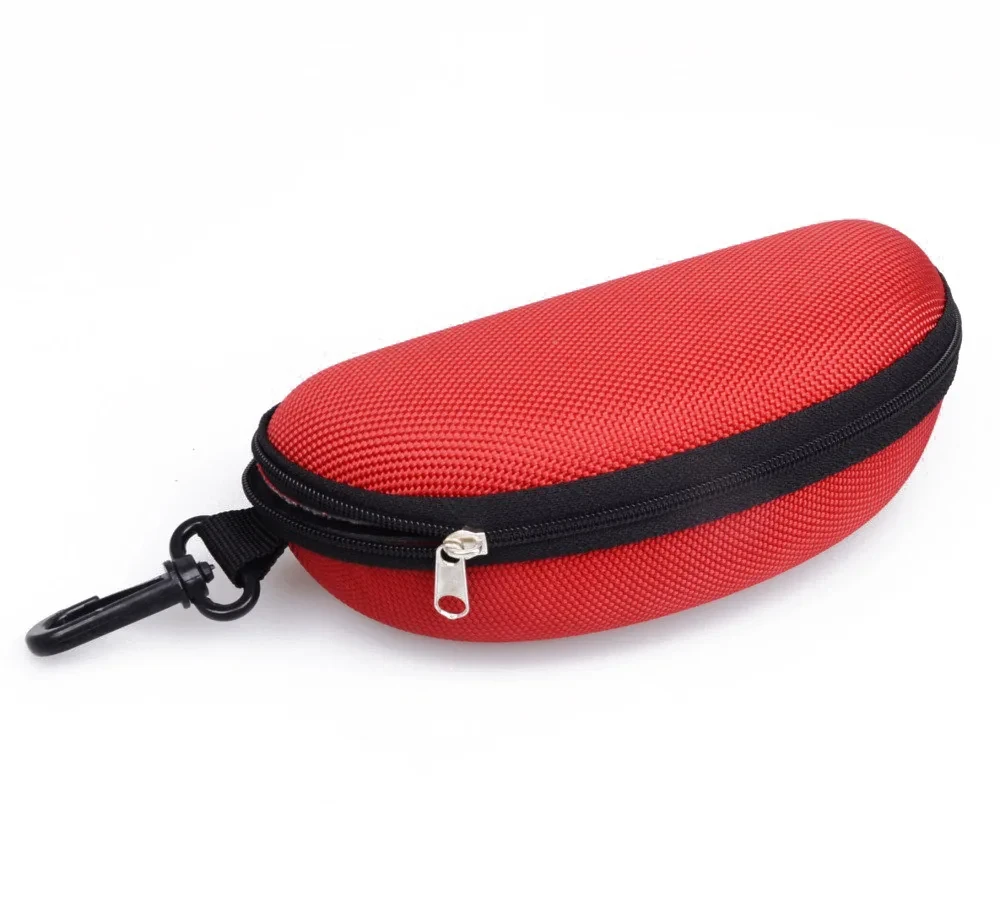 Color: Red - Glasses Storage Box Men Women Sunglasses Reading Protector Cover Travel Portable EVA Zipper with Hook Eyeglasses Case
