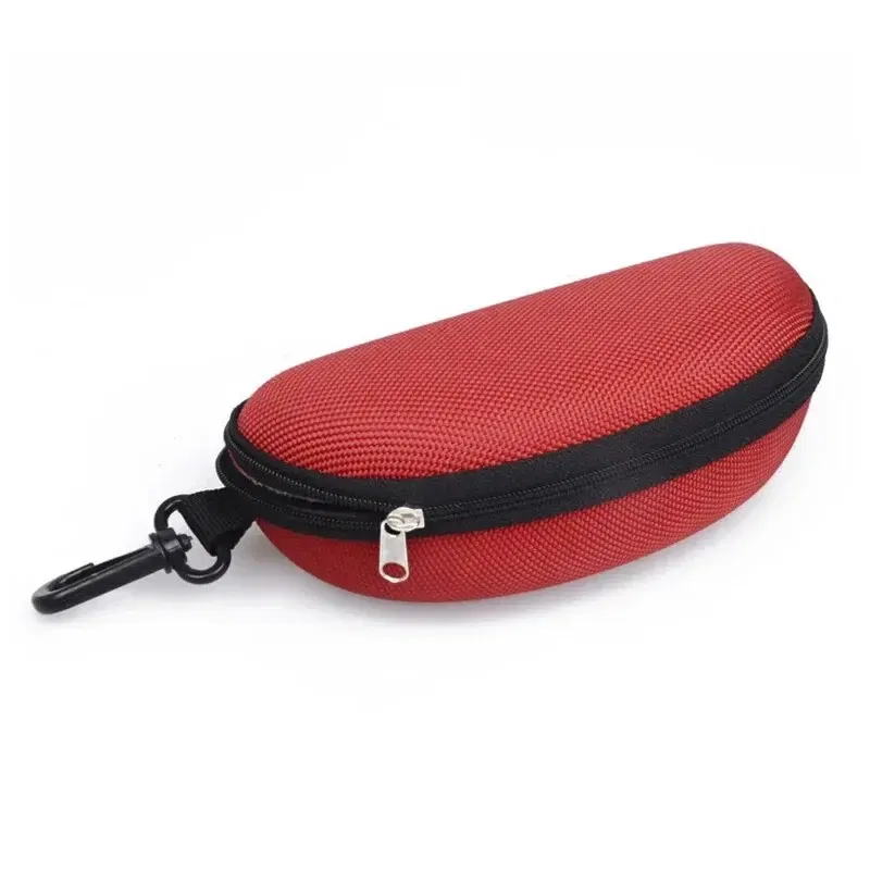 Color: Red - Glasses Storage Box Men Women Sunglasses Reading Protector Cover Travel Portable EVA Zipper with Hook Eyeglasses Case