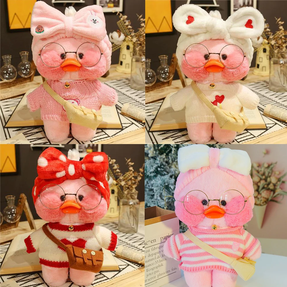 Color: PURPLE, Height: 11cm-30cm - 30cm Kawaii Lalafanfan Duck Plush Toy Cartoon Lalafanfan Duck Doll Soft Stuffed Animal Plushie Birthday Gifts For Girl Children