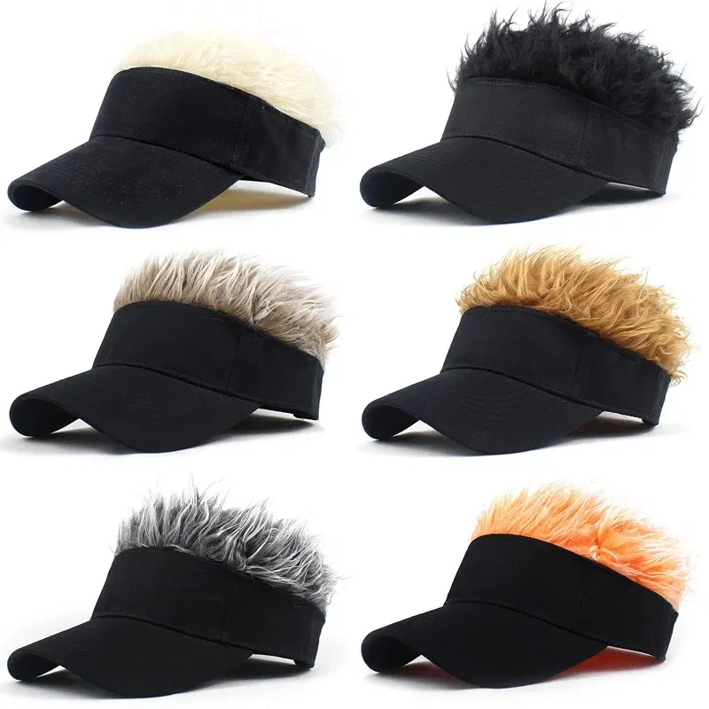 Color: Black, Size: One Size - 2023 Men Women Baseball Cap With Spiked Hairs Wig Hat  Spiked Wigs Casual Unisex Sunshade Adjustable Sun Visor