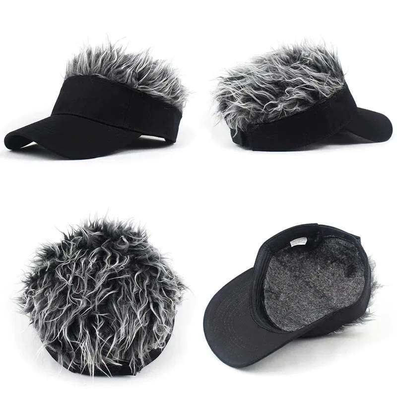 Color: Black, Size: One Size - 2023 Men Women Baseball Cap With Spiked Hairs Wig Hat Spiked Wigs Casual Unisex Sunshade Adjustable Sun Visor