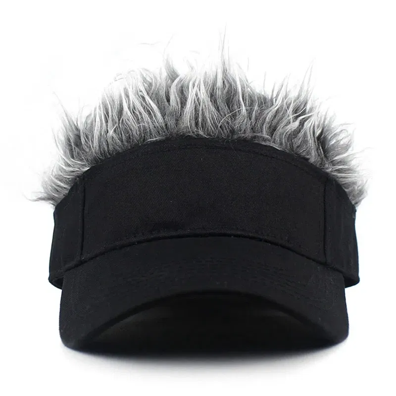 Color: Black, Size: One Size - 2023 Men Women Baseball Cap With Spiked Hairs Wig Hat Spiked Wigs Casual Unisex Sunshade Adjustable Sun Visor