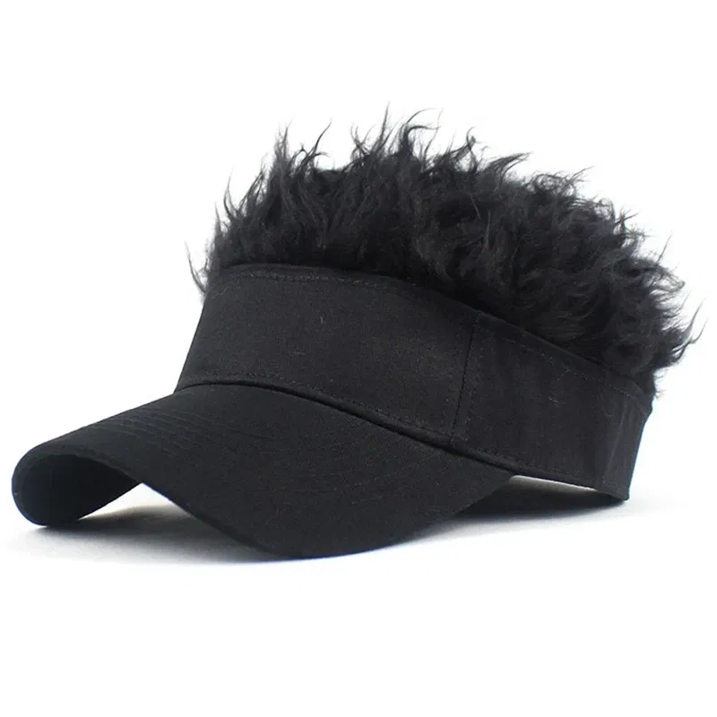Color: Black, Size: One Size - 2023 Men Women Baseball Cap With Spiked Hairs Wig Hat Spiked Wigs Casual Unisex Sunshade Adjustable Sun Visor