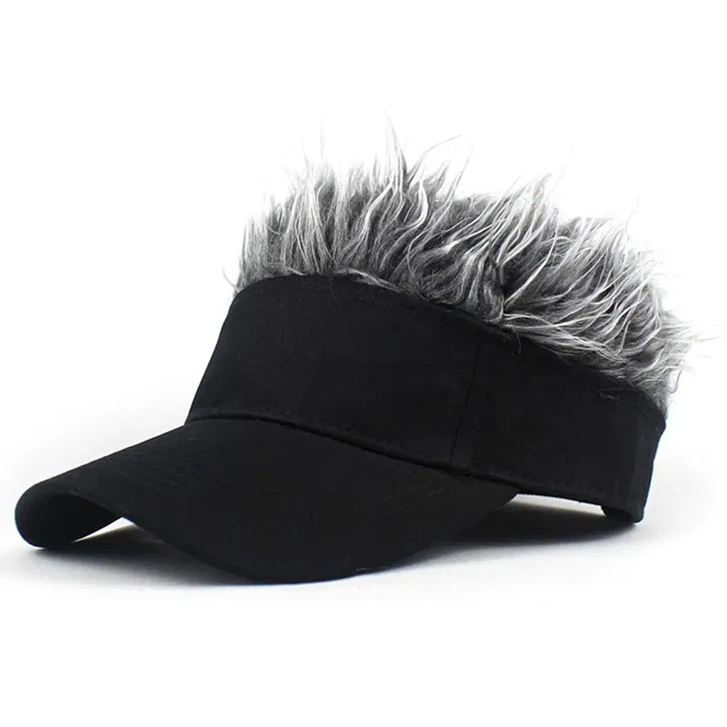 Color: Black, Size: One Size - 2023 Men Women Baseball Cap With Spiked Hairs Wig Hat Spiked Wigs Casual Unisex Sunshade Adjustable Sun Visor