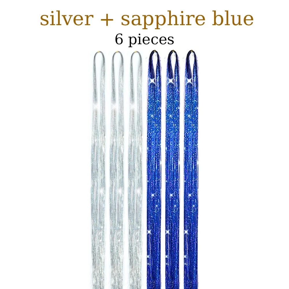 Color: #4, Stretched Length: 24inches - 48 Inch Hair Tinsel Kit With Tool 1200 strands Tinsel Hair Extensions 12 Colors Fairy Hair Tinsel, Sparkling Shiny Hair Tinsel