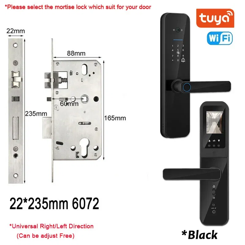 Color: Titanium, Ships From: CHINA - New! Tuya Wifi Digital Electronic Smart Door Lock With Biometric Camera Fingerprint Smart Card Password Key Unlock