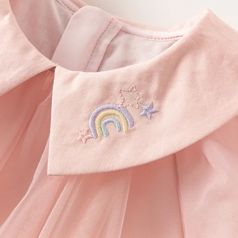 Color: Pink, Kid Size: 10 - Dave Bella Princess Dress for Girls Children Baby 2024 New Spring Noble Charm Sweet Classy Lovely Mesh Fashion Party DB1248276
