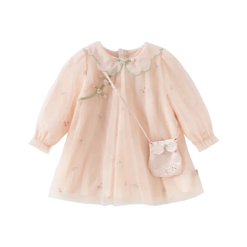 Color: Pink, Kid Size: 14 - Dave Bella 2025 Spring Girl's Dress Elegant Charm Gentle Cute Children's Princess Mesh Dress Fashion Party Outdoor DB1250547