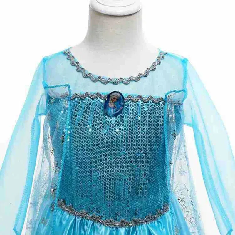 Color: Pink, Kid Size: 14 - Disney Girls Cospaly Snow Queen Elsa Costumes Kids Carnival Party Prom Gown Robe-Playing Children Clothes Frozen Princess Dress