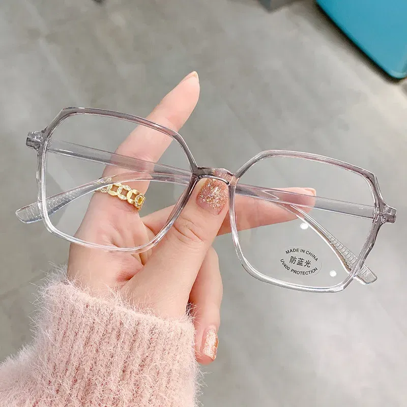 Frame Color: GRAY, Ships From: CN - Transparent Computer Glasses Frame Women Men Anti Blue Light polygon Eyewear Blocking Glasses Optical Spectacle Eyeglass