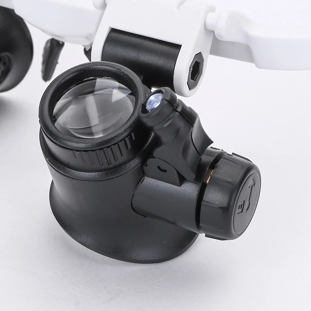 Color: WHITE - 1/2PC XLED Watch Jeweler Repair Magnifier With LED Light Telescopic Headband Magnifier Glasses Reading Loupes Eyewear 8x 15x 23x